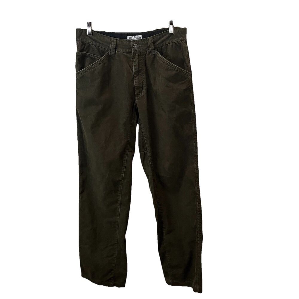 Columbia Corduroy Straight Leg Pants Men's 32x31 Brown Green Flap Pockets Hiking